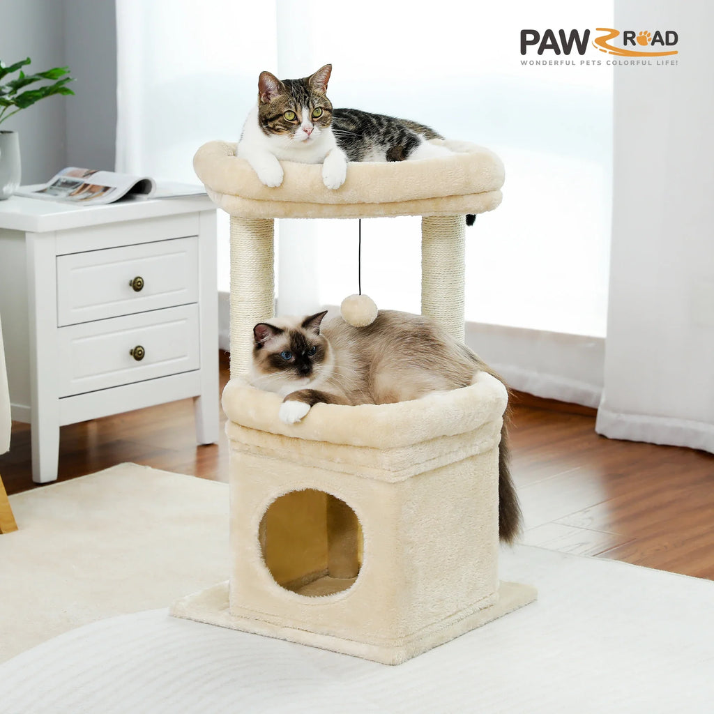 PEQULTI Cat Tree Tower with Condo and Sisal Scratching Posts