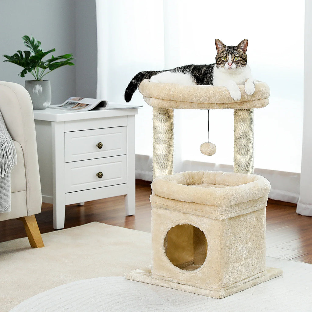 PEQULTI Cat Tree Tower with Condo and Sisal Scratching Posts