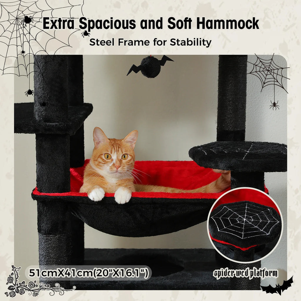 Large Cat Tree Tower - 72" Multi-Level with Condo Grey