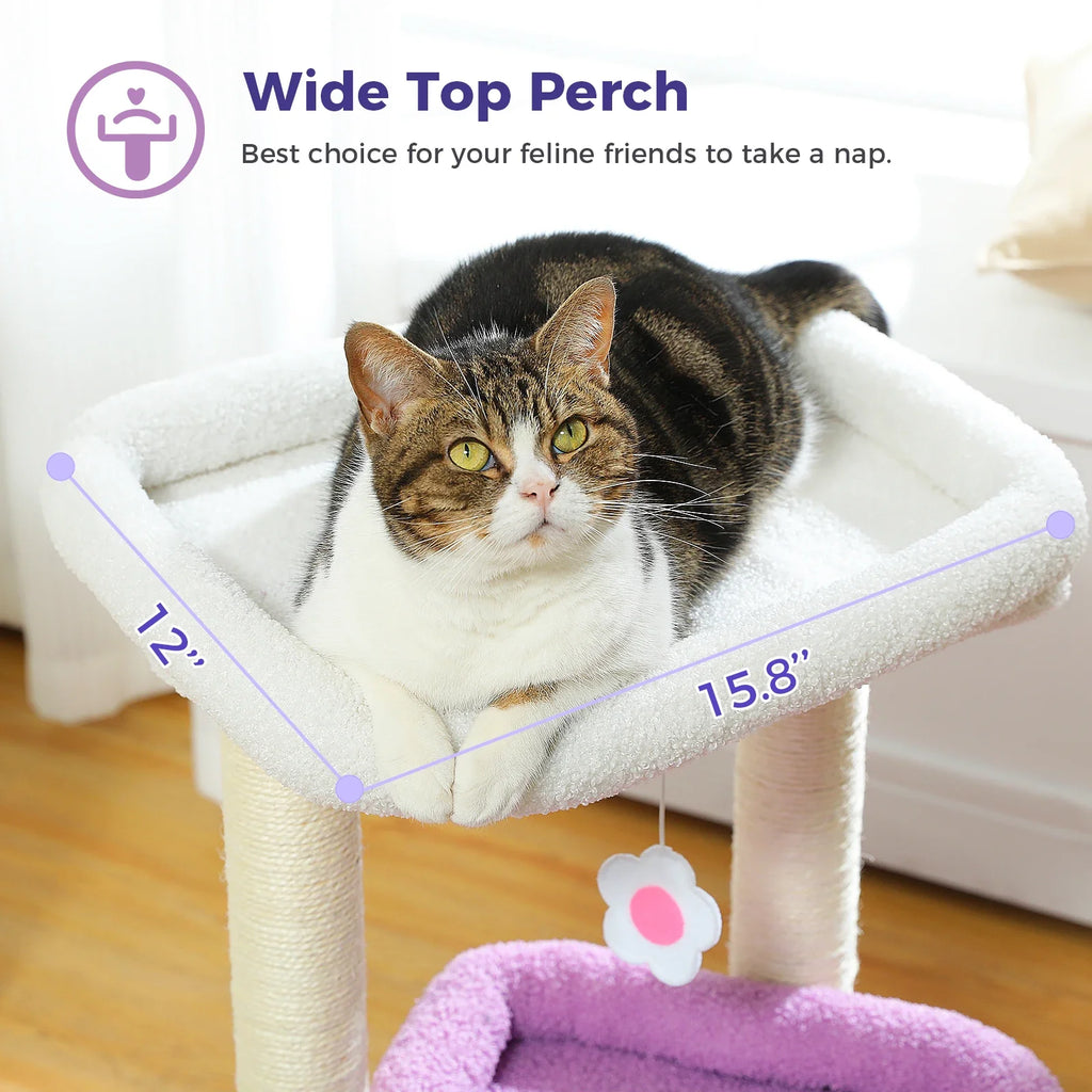 PEQULTI Cat Tree Tower with Condo and Sisal Scratching Posts