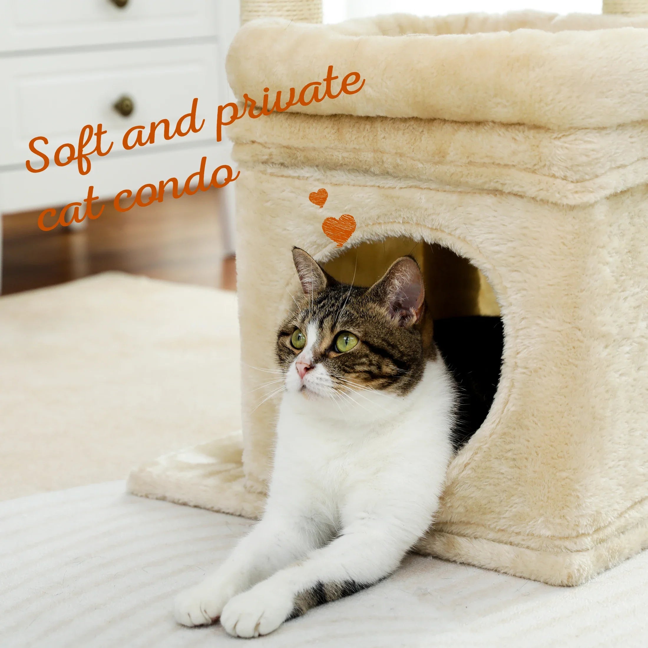 PEQULTI Cat Tree Tower with Condo and Sisal Scratching Posts