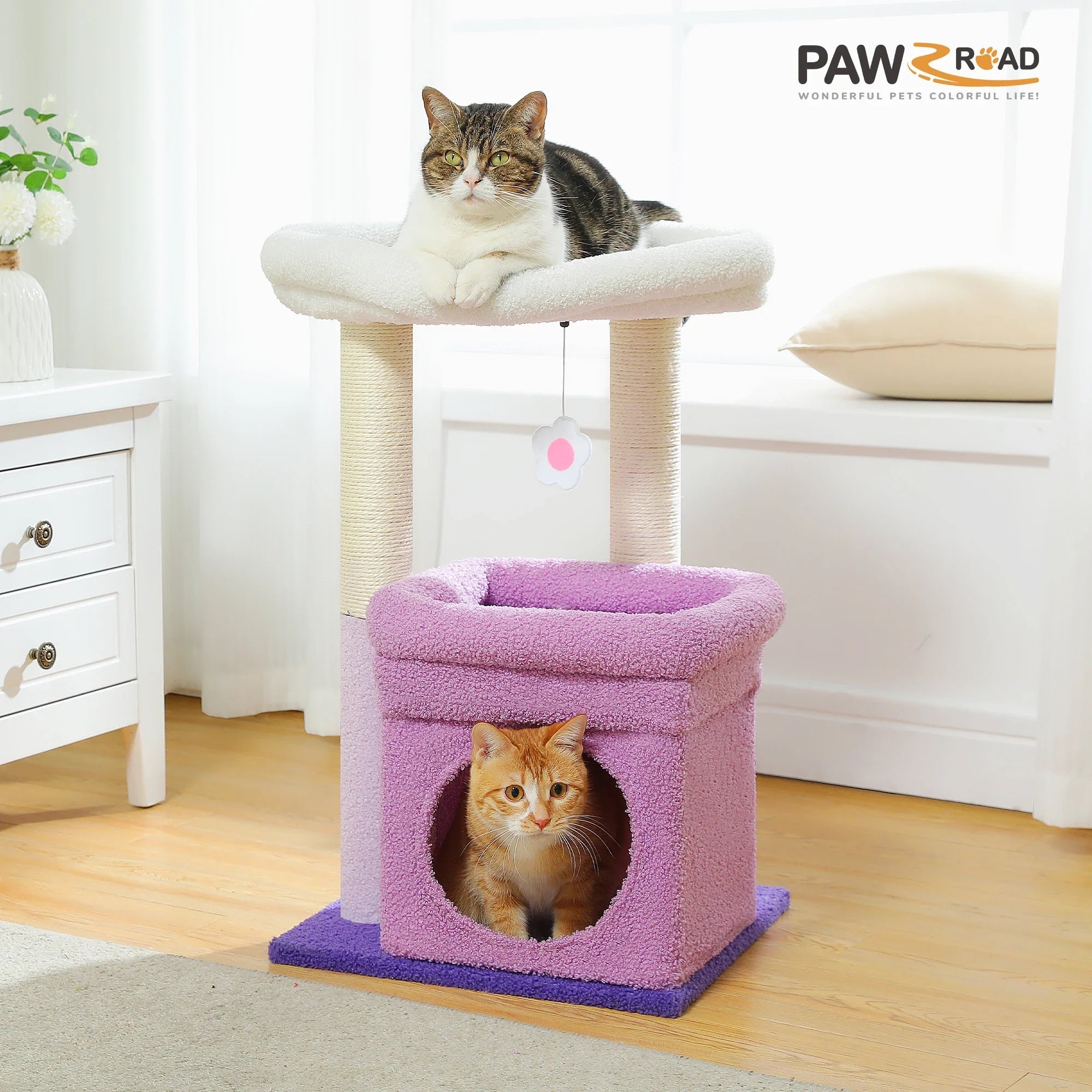 PEQULTI Cat Tree Tower with Condo and Sisal Scratching Posts