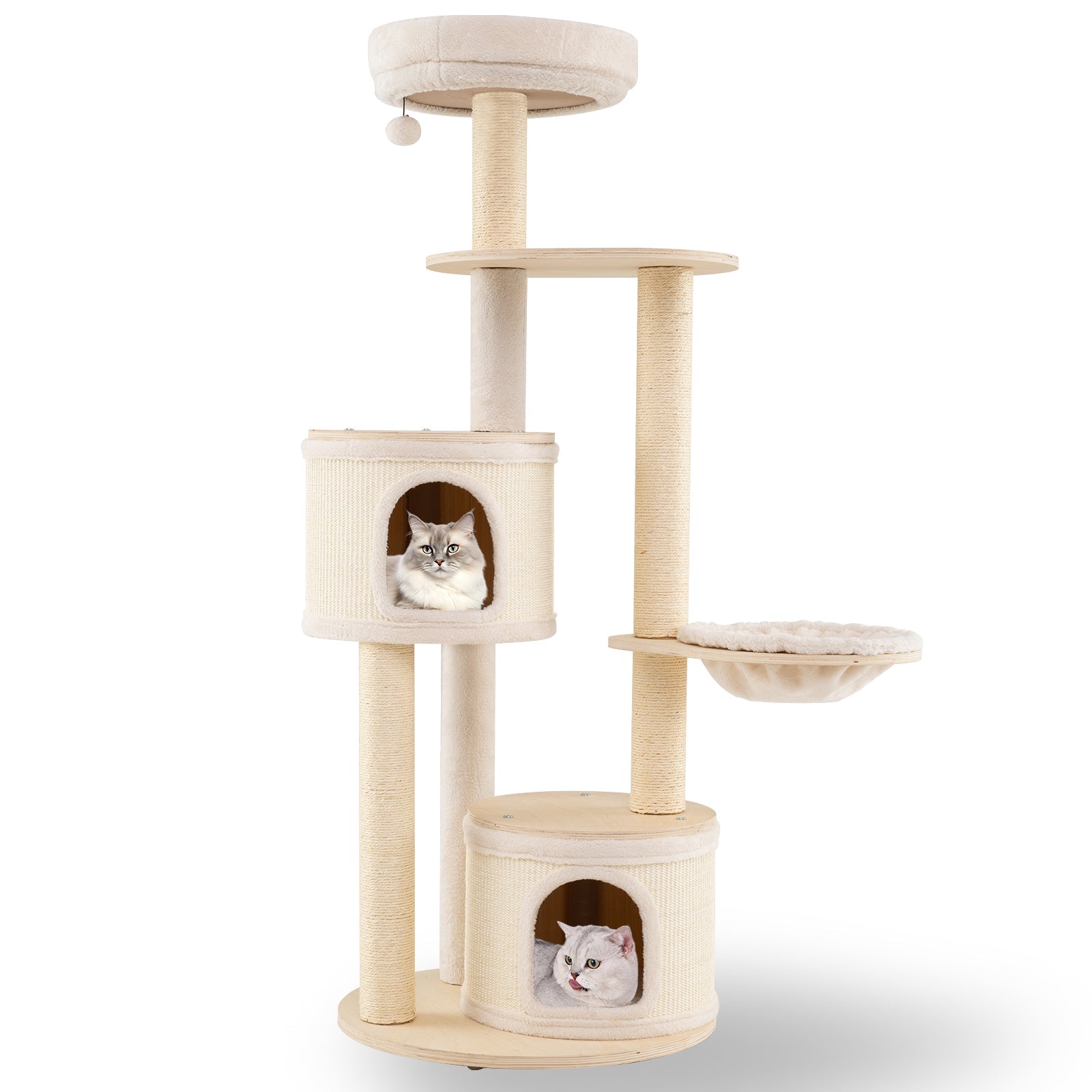 Medium Kitten Tower with Sisal Scratching Posts and 2 Condos-Natural