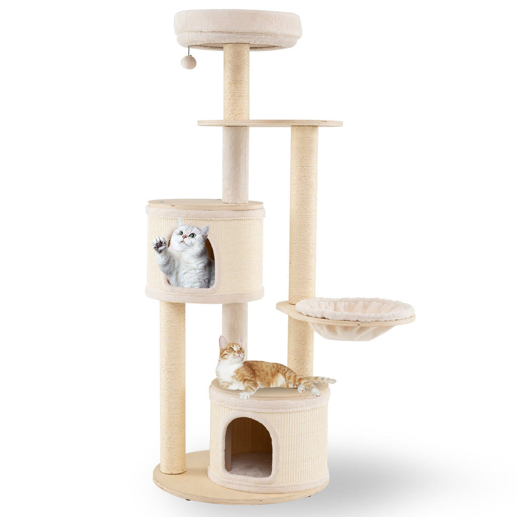 Medium Kitten Tower with Sisal Scratching Posts and 2 Condos-Natural