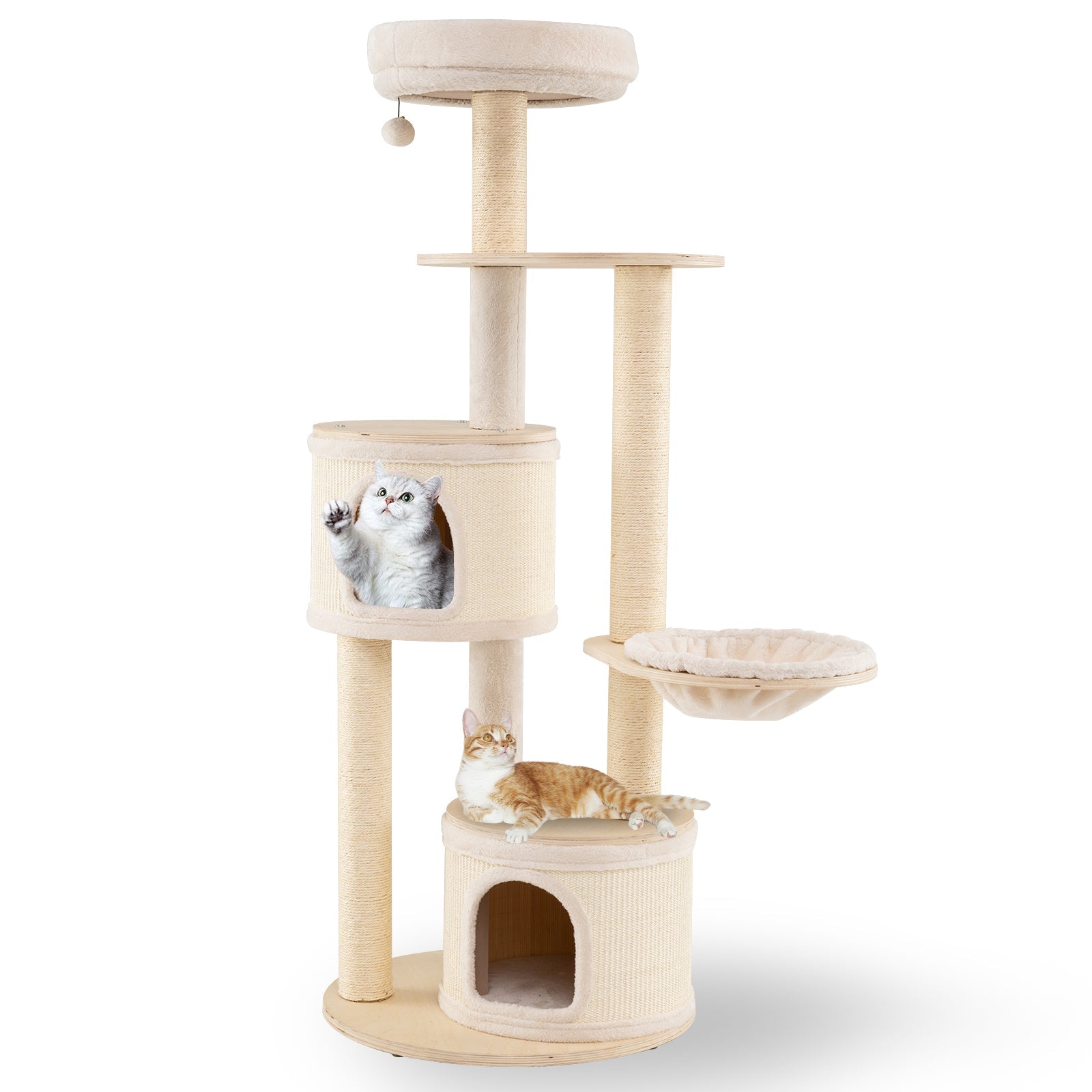 Medium Kitten Tower with Sisal Scratching Posts and 2 Condos-Natural