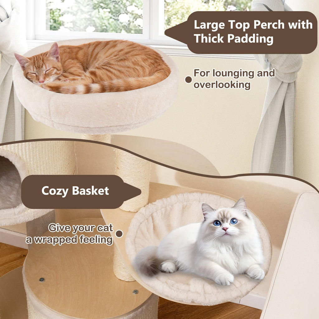 Medium Kitten Tower with Sisal Scratching Posts and 2 Condos-Natural