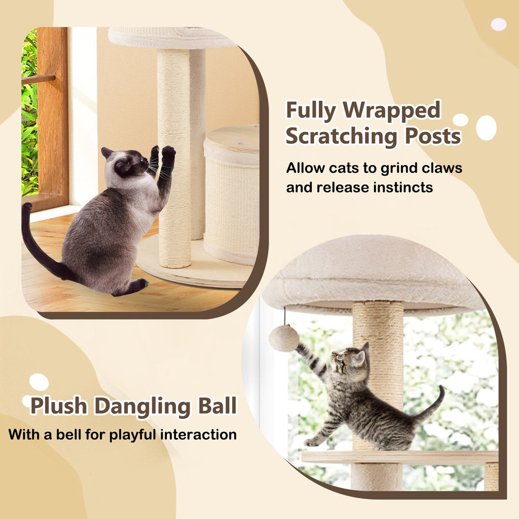 Medium Kitten Tower with Sisal Scratching Posts and 2 Condos-Natural