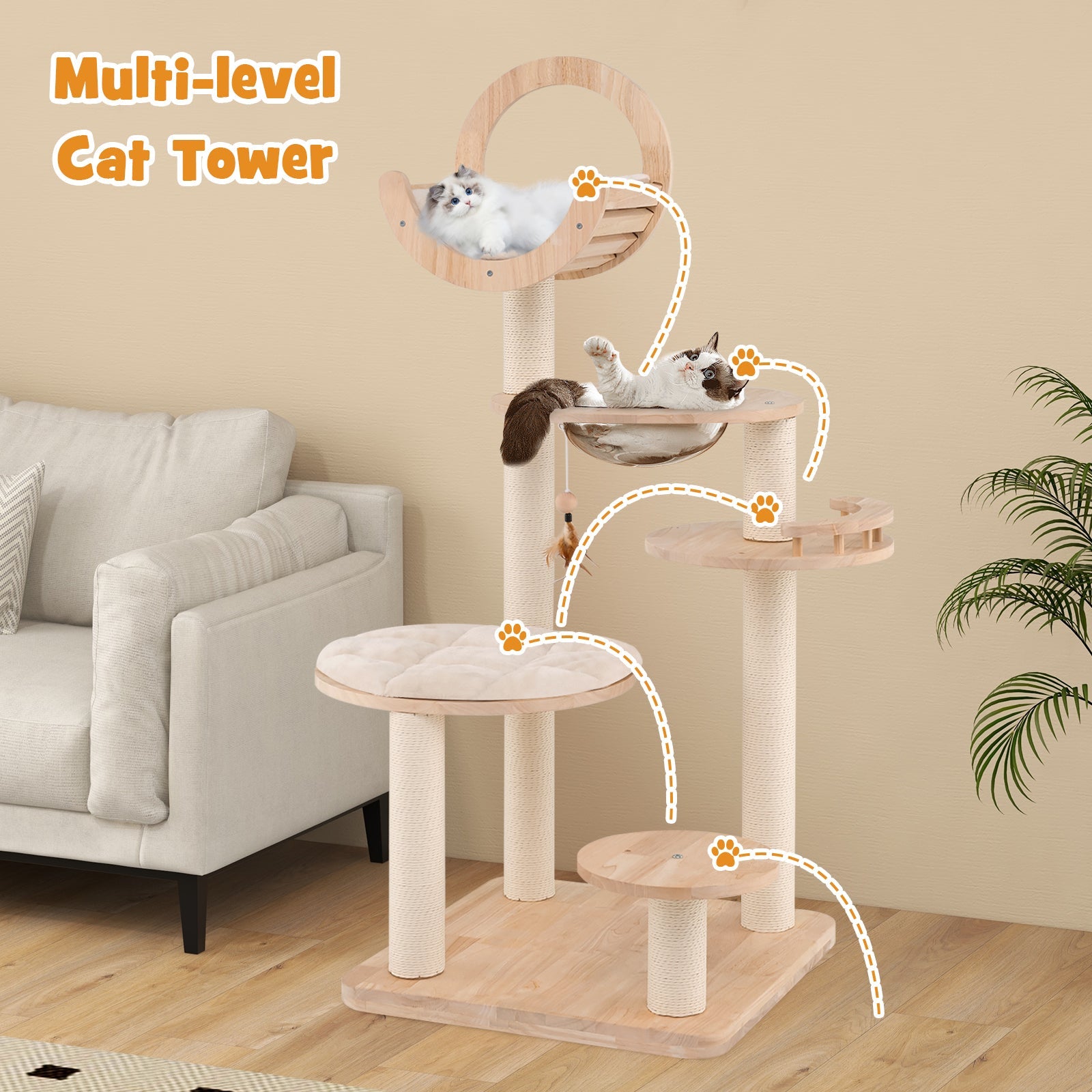 Medium Cat Tree with Space Capsule Nest for Indoor Cats