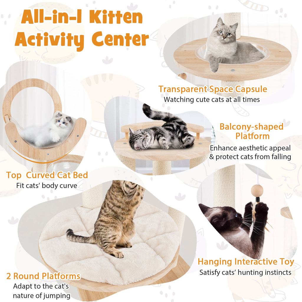 Medium Cat Tree with Space Capsule Nest for Indoor Cats