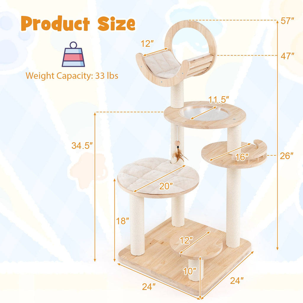 Medium Cat Tree with Space Capsule Nest for Indoor Cats